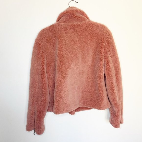 VIGOSS Blush Sherpa Faux Fur Moto Jacket M Medium - Picture 6 of 12
